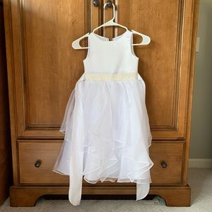 White satin & organza flower girl dress. Size 4